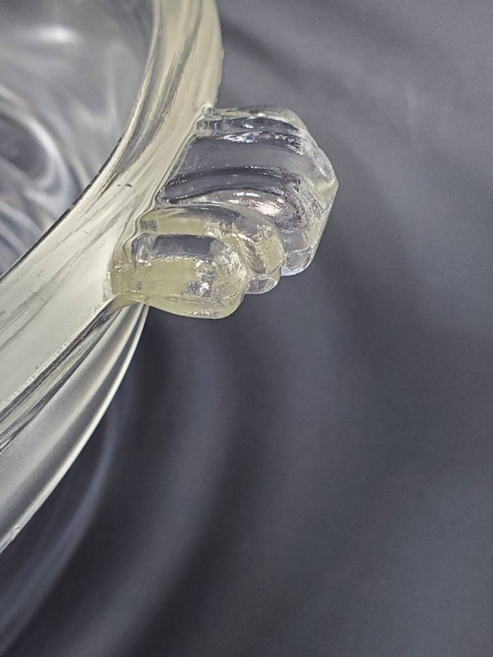 Glasbake Mckee Round Clear Glass Casserole With Lid / Art Deco / 055 /