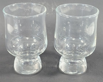 Vintage Pair of 6 oz Juice Glasses Clear Hollow Stem Tulip Shape