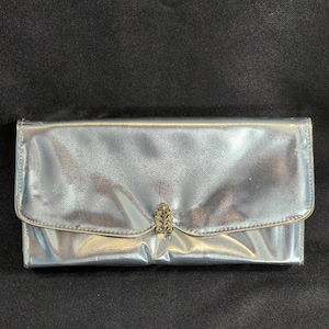 Vintage Silver Lamé Clutch Purse with Marcasite Clasp / Accordian / Evening Bag / 1950s image 2