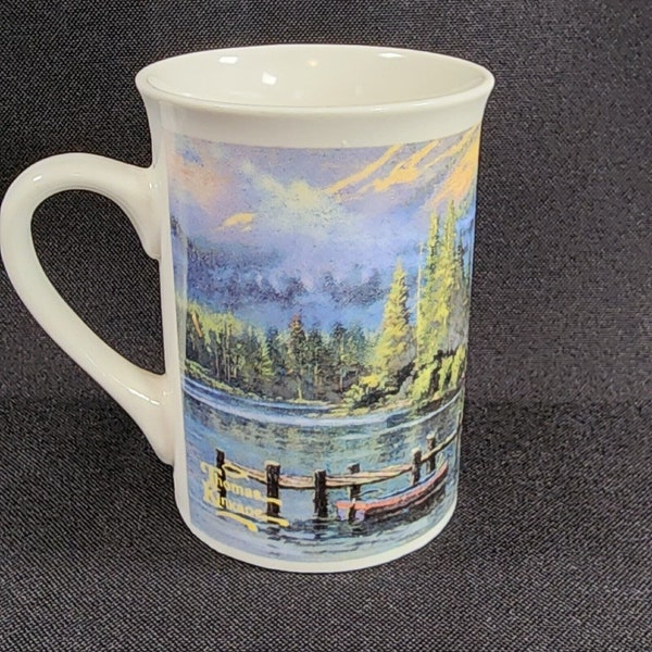 Thomas Kinkade Ceramic Coffee Mug Lakeside Hideaway Vintage 1999