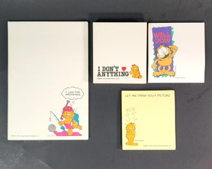 Garfield Notes Vintage Garfield Post-it Note Pads *partially Used* Lot of 4 Pads - Etsy