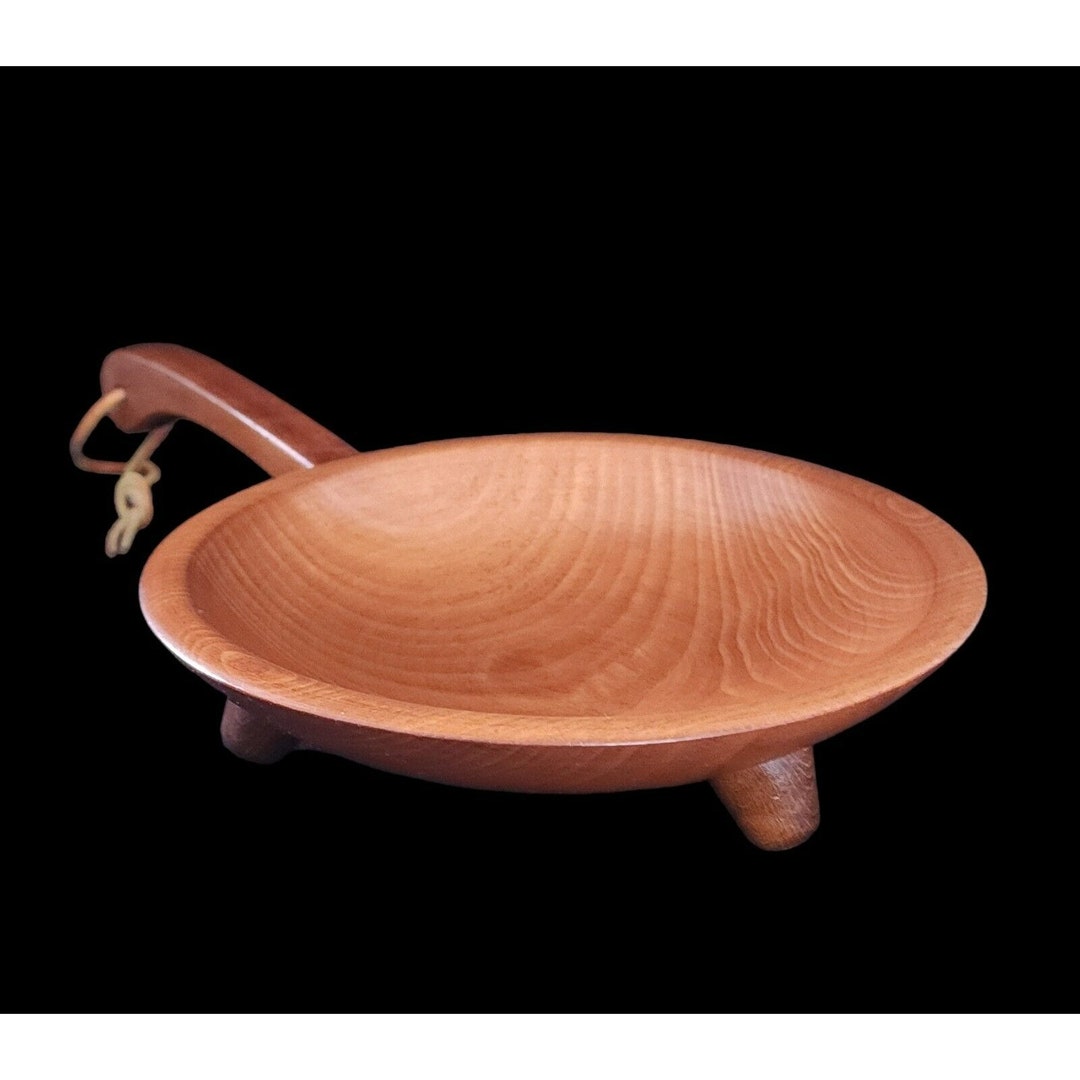 Vintage Munising Footed Wood Bowl With Handle by Munising Wood Etsy
