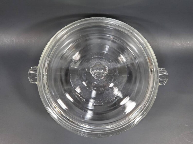 Glasbake Mckee Round Clear Glass Casserole With Lid / Art Deco / 055 /
