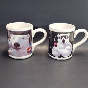 Set of 2 Vintage 1996 Coca Cola Polar Bear MUGS by Gibson