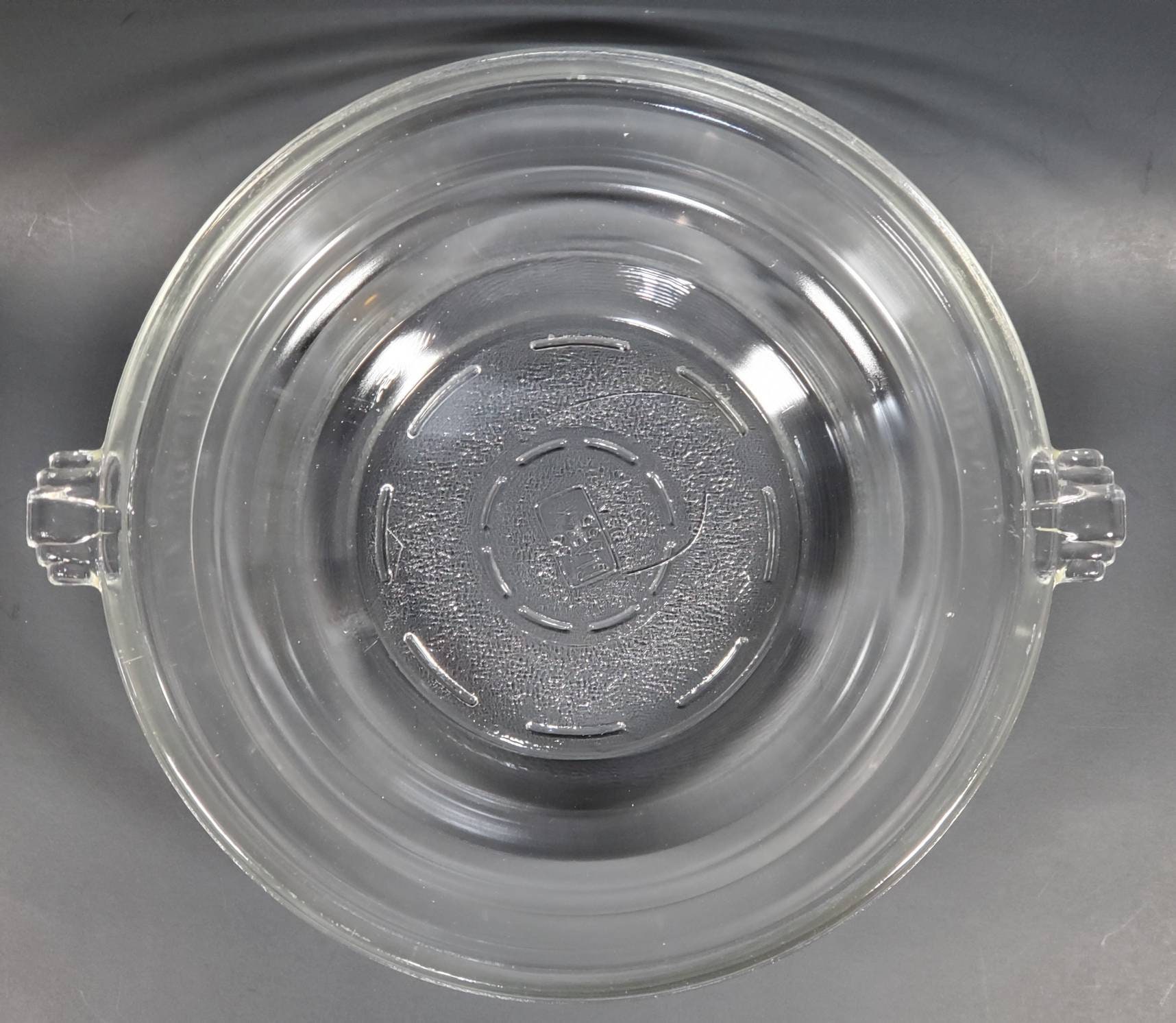 Glasbake Mckee Round Clear Glass Casserole With Lid / Art Deco / 055 /