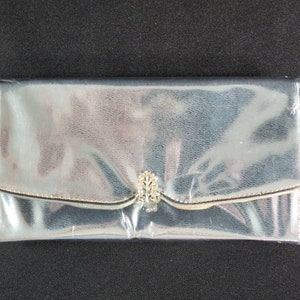 Vintage Silver Lamé Clutch Purse with Marcasite Clasp / Accordian / Evening Bag / 1950s image 1