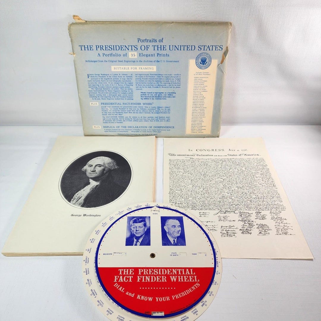 Vintage 1963 "portraits of the Presidents of the United States ...
