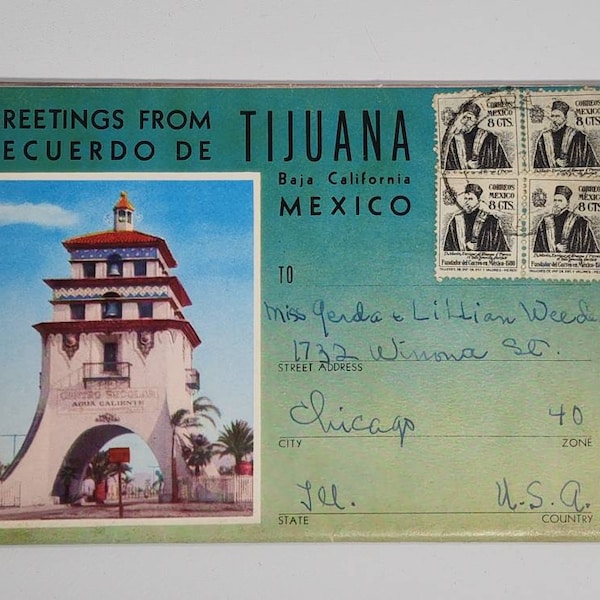 Vintage Photo Postcard Folder Booklet from Tijuana Mexico / 16 Natural Color Views / Souvenir / Ephemera