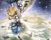 Canvas Print. Beautiful framed  steampunk wall art. Alice in Wonderland collection -  "Down the Rabbit-Hole". Limited edition!