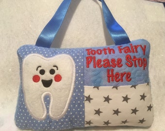 Tooth Fairy Cushion Door Hanger With Pocket for Tooth. Tooth Fairy Pillow Any Colours Boys or Girls