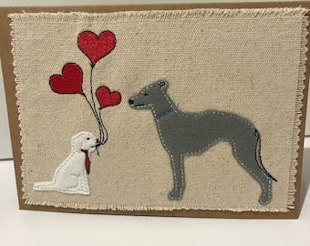 Whippet - Lurcher - lévrier - lévrier - carte de la Saint-Valentin - anniversaire - cartes pour amoureux des chiens
