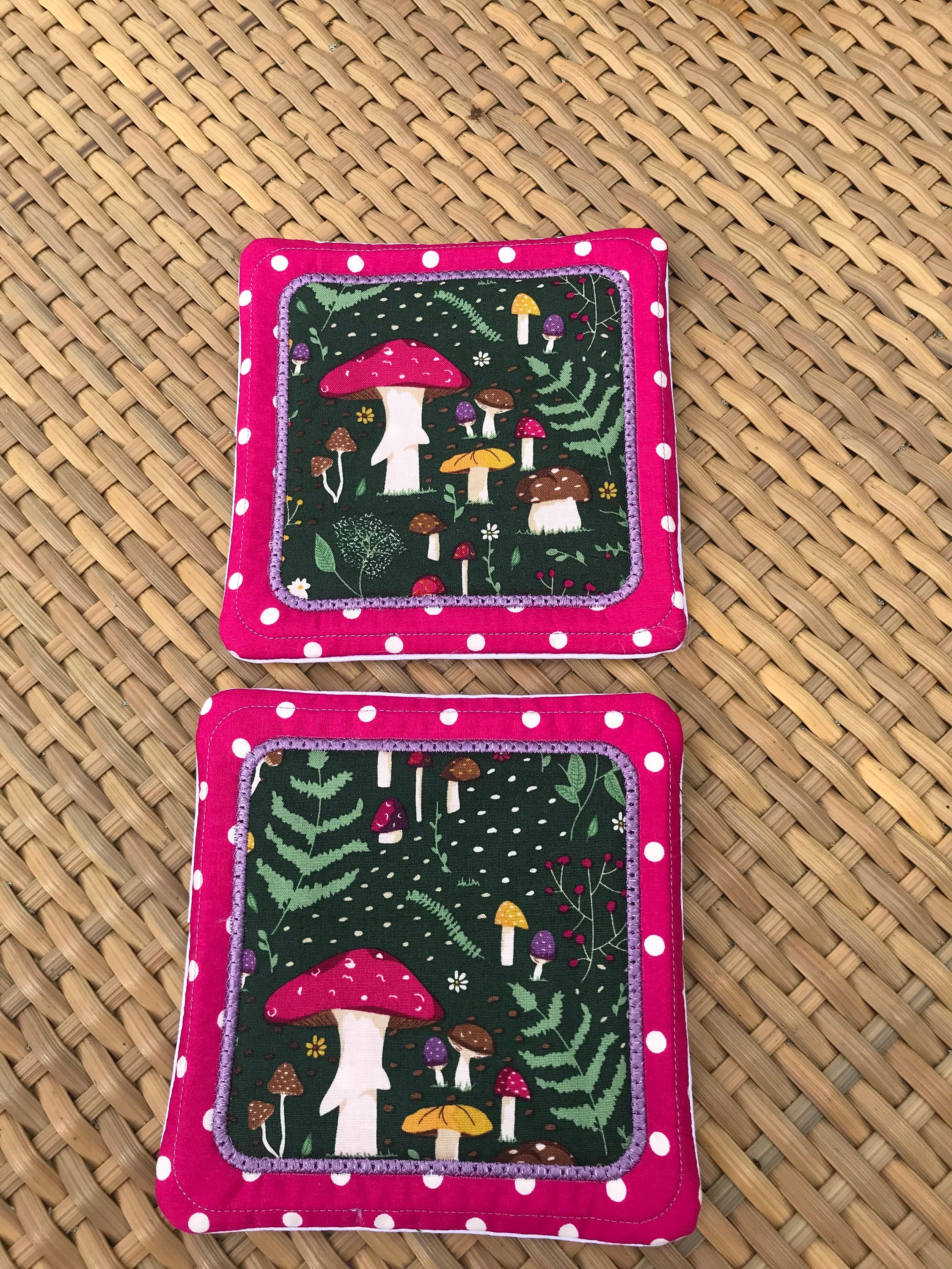 Toadstool Rug Fabric Coaster- Mug Rug -toadstool - Tea Lovers Gift - Coffee Table Mat ...