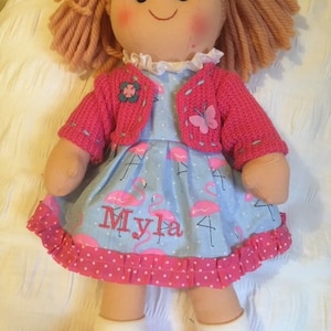 Rag Doll Maggie Personalised Any Name Christening New Baby Flower Girl 34 cms Ragdoll