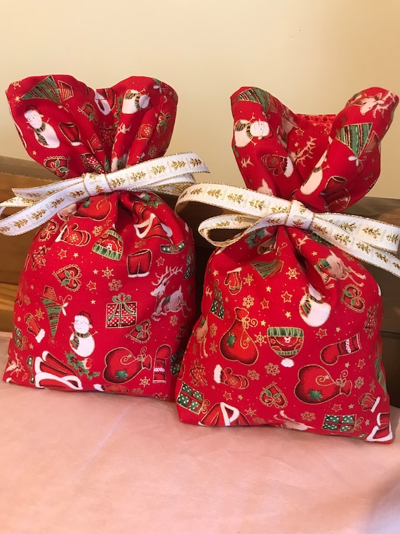 Christmas Gift Bags Christmas Gifting Fabric Wrap Gift Bags Reusable Gift Wrapping Gift Bags for Presents Etsy