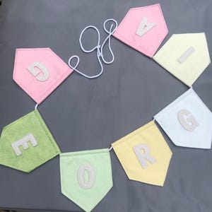 Name Banner - Pastel Personalised Bunting - Girls Bunting - Nursery Decor - Felt Banner - Birthday Banner - Personalized Garland