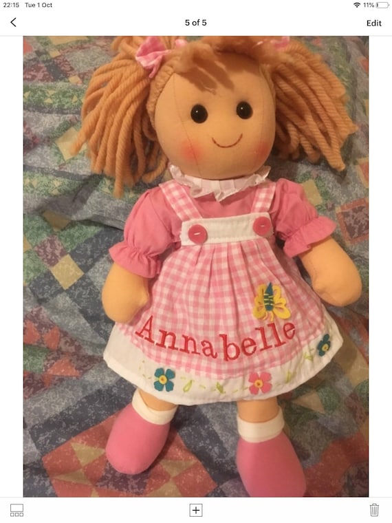 Personalised Rag Doll Birthday Christening Flower Girl Bridesmaid New Baby Gift 