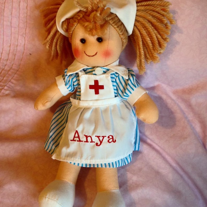 Rag Doll Nurse Nancy 28 Cms Personalised Lovely Girl's | Etsy