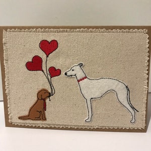 Whippet - Lurcher - lévrier - lévrier - carte de Saint Valentin - anniversaire - cartes pour amoureux des chiens - cartes souvenir