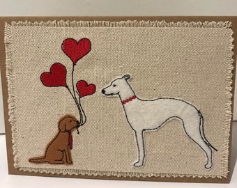 Whippet - Lurcher - lévrier - lévrier - carte de Saint Valentin - anniversaire - cartes pour amoureux des chiens - cartes souvenir