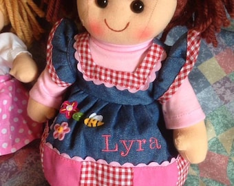 Personalised Rag Doll Melody Christening New Baby Flower Girl 34 cms Ragdoll