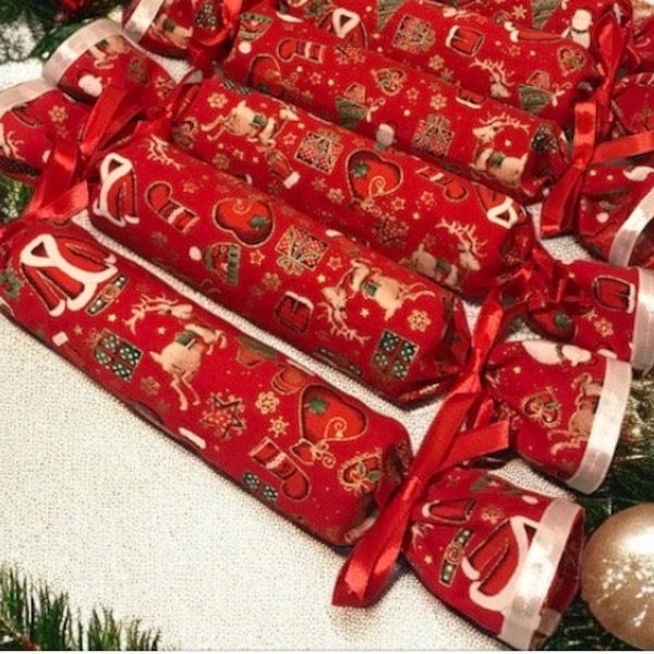 Reusable Fabric Christmas Crackers- Fill Your Own Crackers-Save Paper-Christmas Dinner Tablewear-Price per Cracker