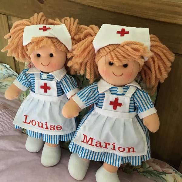 Rag Doll Nurse Nancy 28 cms Personalised Lovely Girl's Gift Keepsake Ragdoll