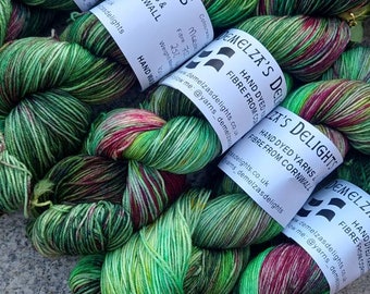 Hand dyed sock yarn 100g . Eden, On a variety of bases