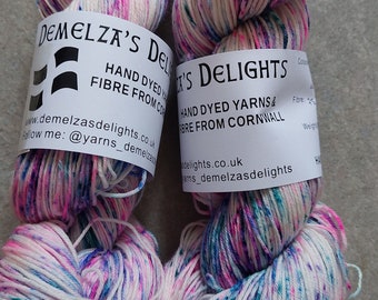 Hand dyed sock yarn 100g . With a flick of a Mermaids tail