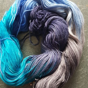 Hand dyed sock yarn 100g . Storm Waves image 2