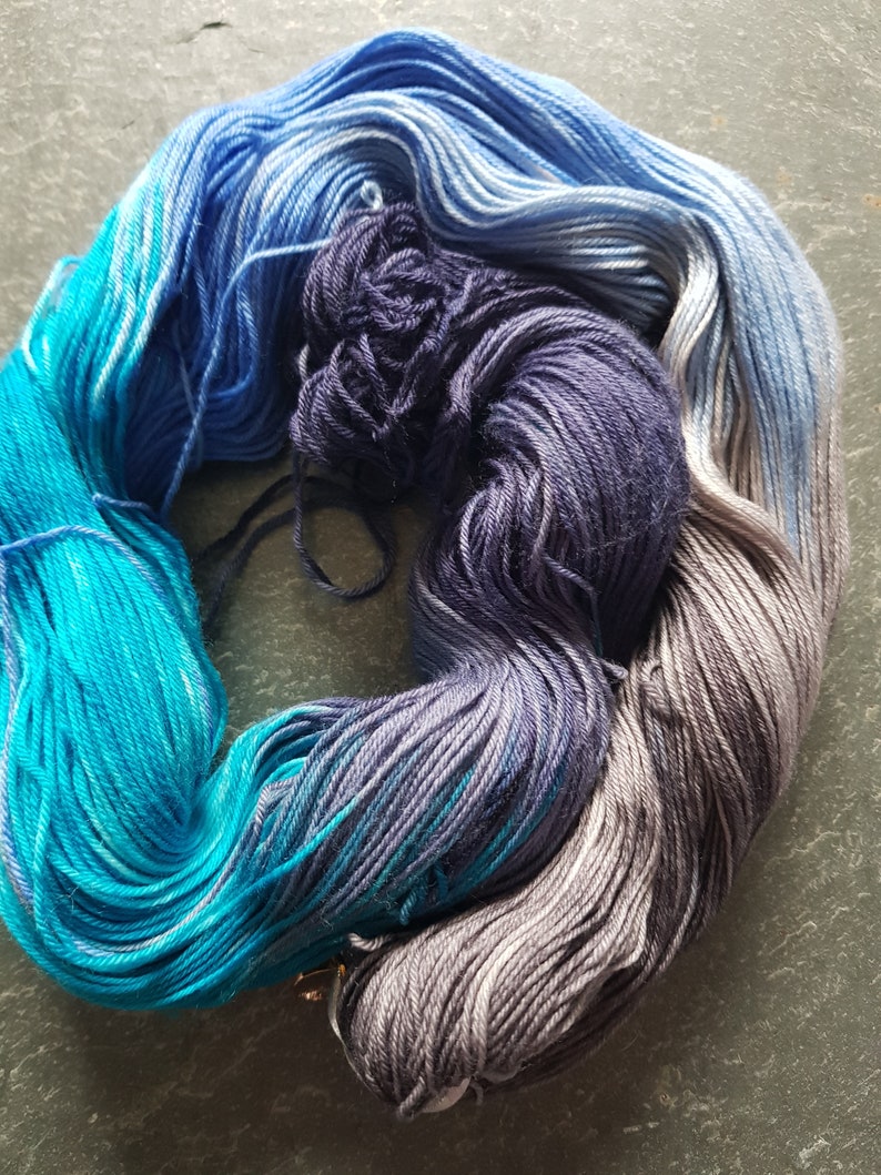 Hand dyed sock yarn 100g . Storm Waves image 2