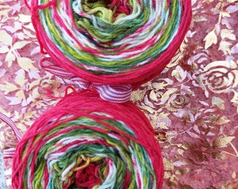 Hand dyed sock yarn 100g (2x 50g) Deck the Halls. OOAK From double stranded sock blank