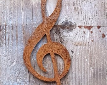 Rusty Letter/Flat Metal Treble Clef/Rusty Musical Note/Metal/Rust/Rustic/Letter/Garden/Industrial/Vintage/Rustic/Gift/Wedding/Home 25cm