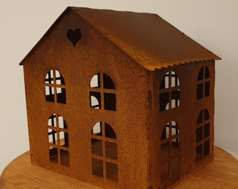 Decorative Metal Rusty House / Rusty House / Letter / Rusty Letters / Garden / Industrial / Vintage / Rustic / Light / Gift / Wedding / Home