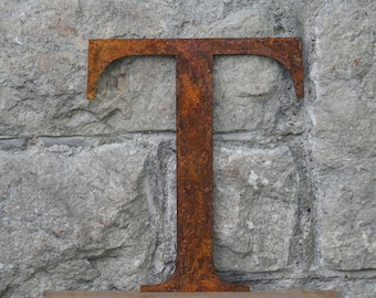 Flat Metal Rusty Letter T / Metal / Letter / Garden / Industrial / Vintage / Rustic / Floral / Gift / Wedding / Home / 25cm