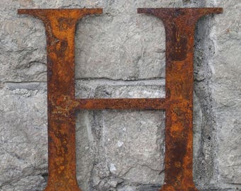 Flat Metal Rusty Letter H / Metal / Letter / Garden / Industrial / Vintage / Rustic / Floral / Gift / Wedding / Home / 25cm