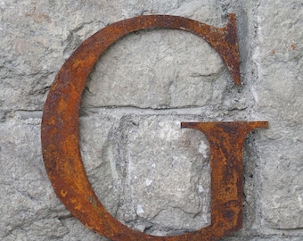 Flat Metal Rusty Letter G / Metal / Letter / Garden / Industrial / Vintage / Rustic / Floral / Gift / Wedding / Home / 25cm
