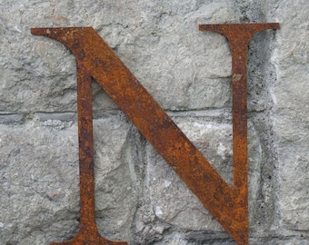 Flat Metal Rusty Letter N / Metal / Letter / Garden / Industrial / Vintage / Rustic / Floral / Gift / Wedding / Home / 25cm
