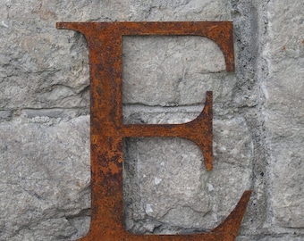 Flat Metal Rusty Letter E / Metal / Letter / Garden / Industrial / Vintage / Rustic / Floral / Gift / Wedding / Home / 25cm