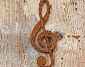 Rusty Letter/Flat Metal Treble Clef/Rusty Musical Note/Metal/Rust/Rustic/Letter/Garden/Industrial/Vintage/Rustic/Gift/Wedding/Home 15cm