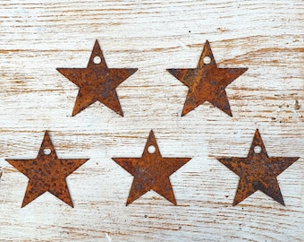 Set of 5 Rusty Stars / Rust / Flat Metal Star / Metal / Tiny / Garden / Industrial / Vintage / Rustic / Floral / Gift / Wedding / Home 5cm