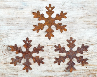 Set of 3 Rusty Spiky Snowflakes/Metal Snowflake/Metal/Spiky Snowflake/Rusty Gift/Garden/Industrial/Vintage/Rustic/Gift/Wedding/Home 10cm