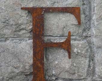 Flat Metal Rusty Letter F / Metal / Letter / Garden / Industrial / Vintage / Rustic / Floral / Gift / Wedding / Home / 25cm