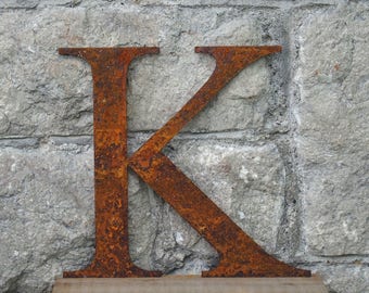Flat Metal Rusty Letter K / Metal / Letter / Garden / Industrial / Vintage / Rustic / Floral / Gift / Wedding / Home / 25cm