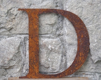 Flat Metal Rusty Letter D / Metal / Letter / Garden / Industrial / Vintage / Rustic / Floral / Gift / Wedding / Home / 25cm
