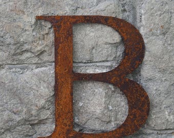 Flat Metal Rusty Letter B / Metal / Letter / Rusty Letters / Garden / Industrial / Vintage / Rustic / Floral / Gift / Wedding / Home / 25cm