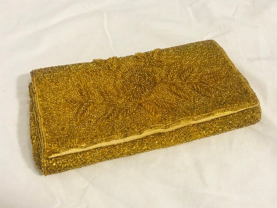 Gold Beaded Clutch - image 7