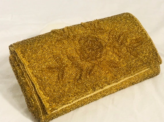 Gold Beaded Clutch - image 5