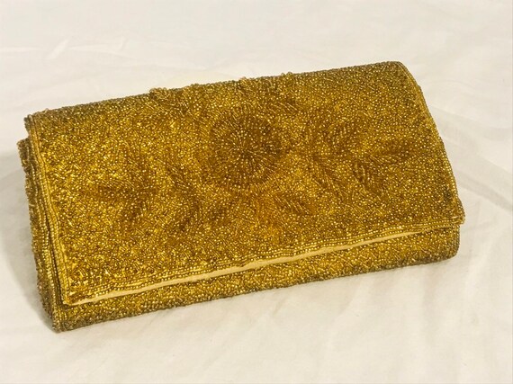 Gold Beaded Clutch - image 9