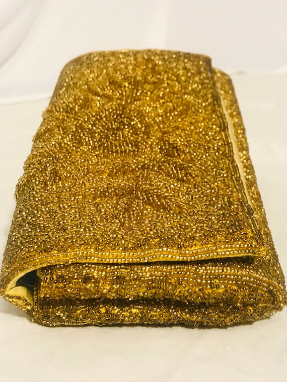 Gold Beaded Clutch - image 2
