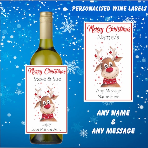 2 Personalised Name Wine Bottle Labels Christmassecret Santa ...